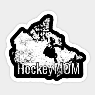 Hockey Mom in Wintery White Canada Sticker